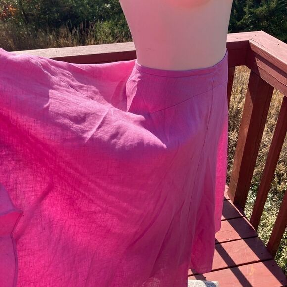 Dana Buchman Linen lined zip circle midi skirt deep Barbicore pink 4 - Picture 7 of 14
